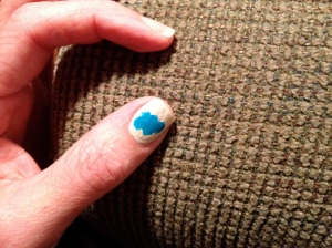 In honor of my dream my sister painted a blue cloud on my thumbnail!